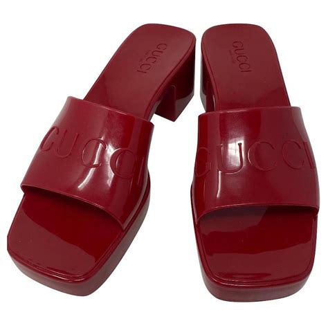 gucci red rubber sandals|gucci rubber sandals sale.